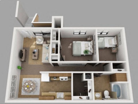 Floor plan for 2 beds, 1 bath, 825 sqft